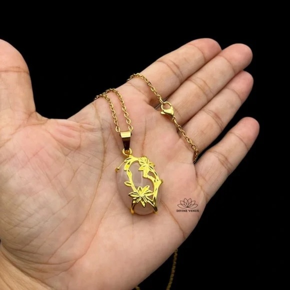 Divine Rose Quartz Necklace | The Love Stone | Heart Chakra Healing | Handmade - Picture 4 of 7